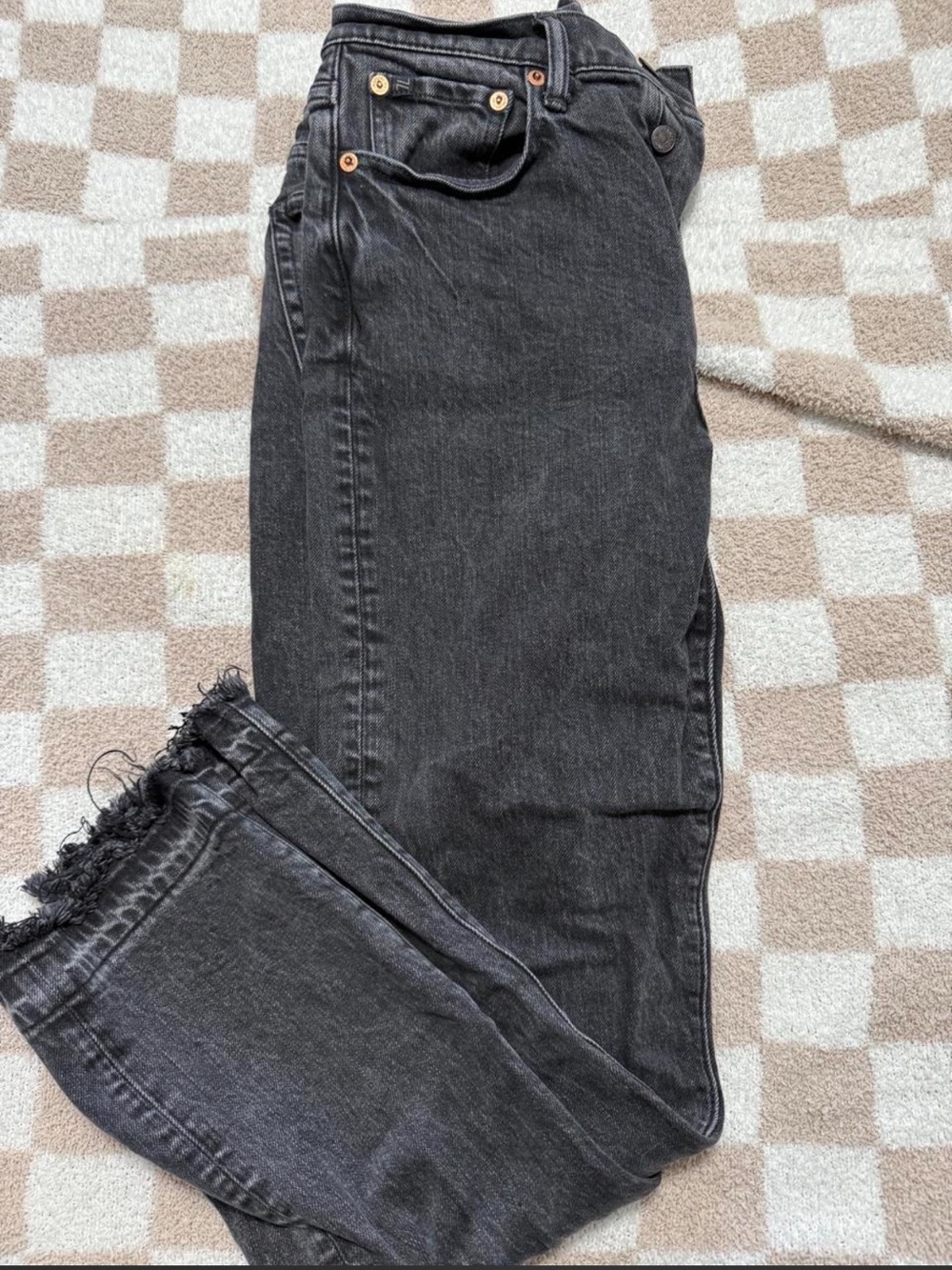 American Eagle Outfitters Black Skinny Jeans with Frayed Hem